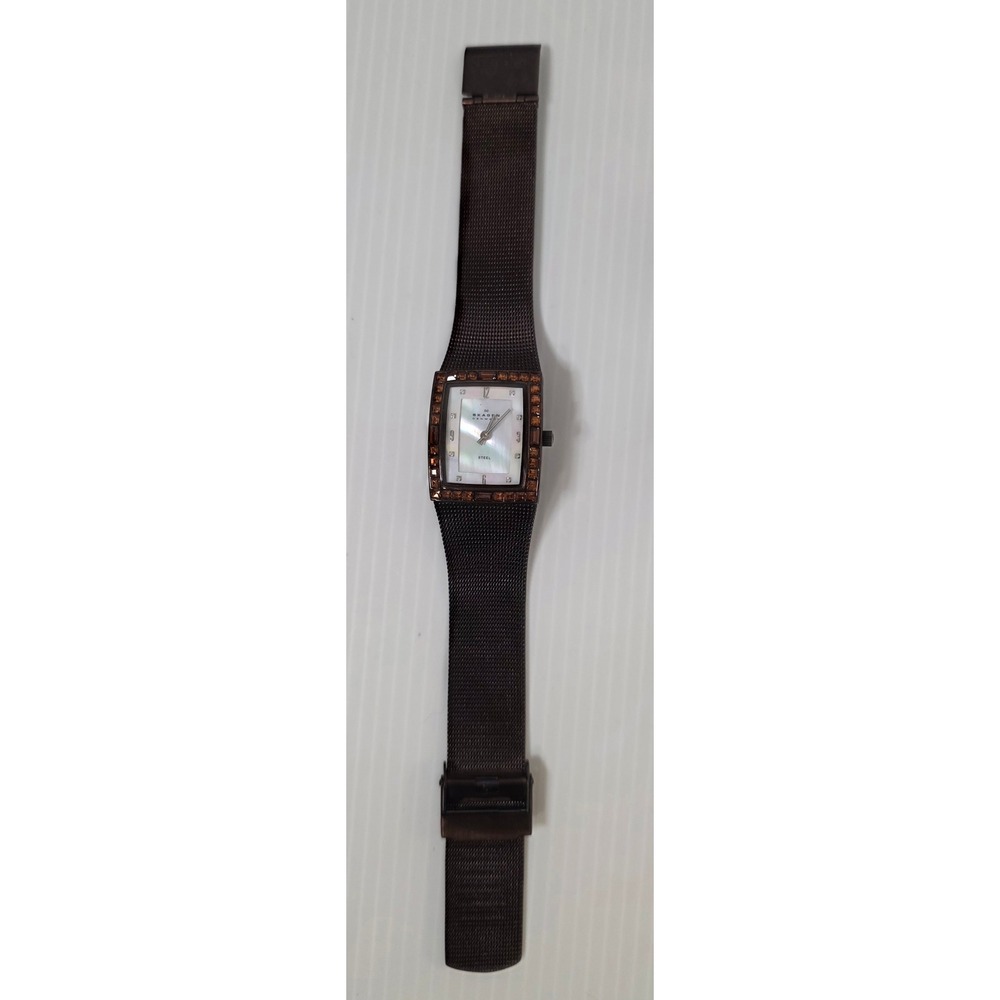 Skagen Watch OS Brown Fair N527SMMBRD Chocolate Stones Mother Pearl Face